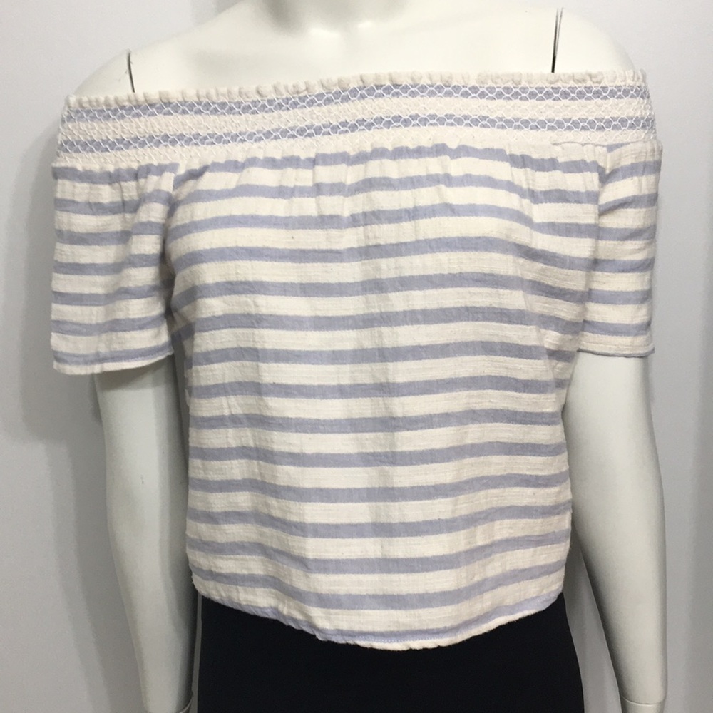 3/$15 Ally Off Shoulder Stripes Cotton Top Size XS